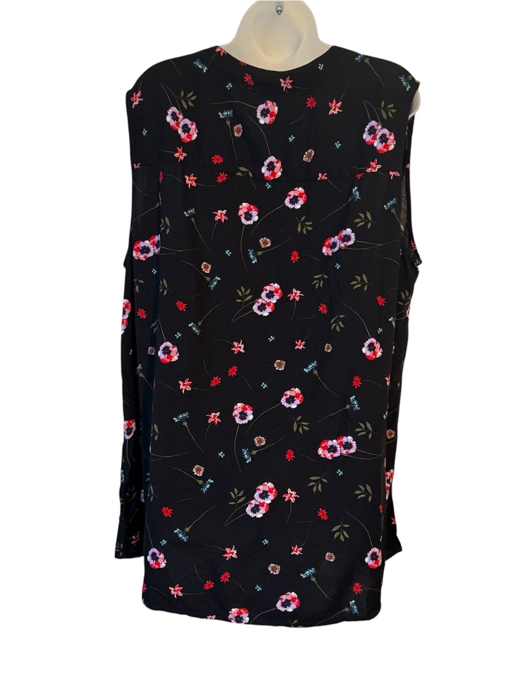 Beautiful Summer Black Floral Sleeveless Top PLUS:  22/24   #A - Picture 4 of 8